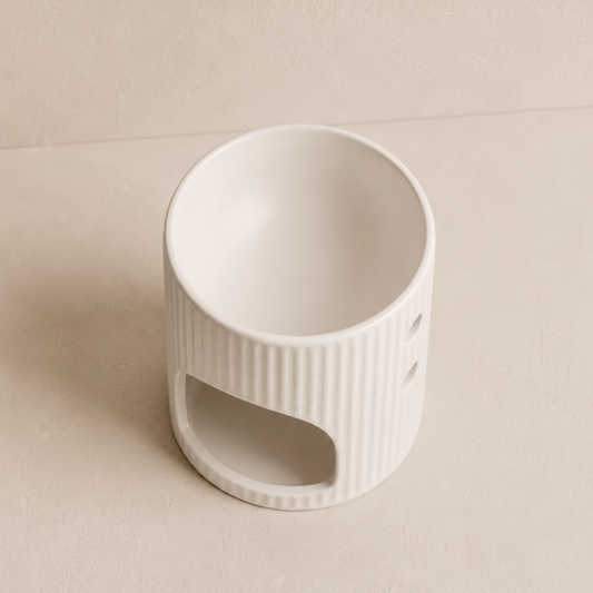 Quemador de wax melts blanco visto desde arriba