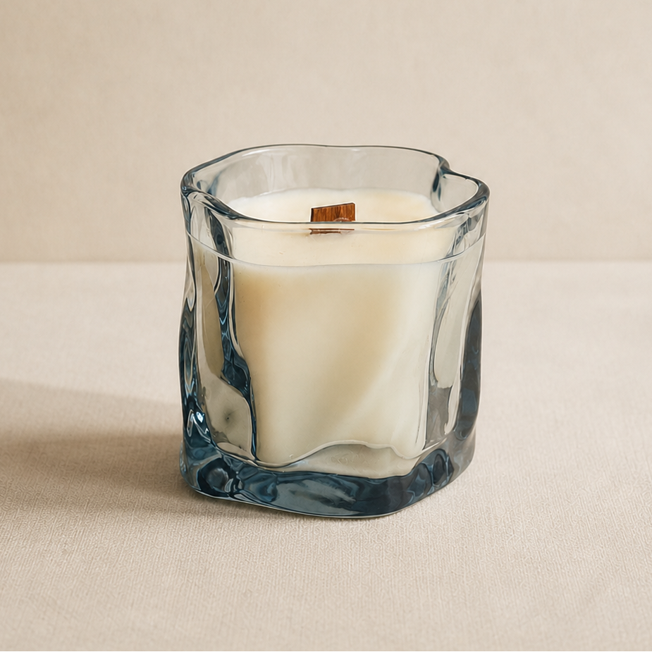 Vela de soja irregular azul130 gramos