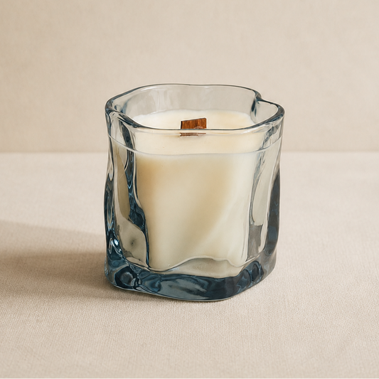 Vela de soja irregular azul130 gramos