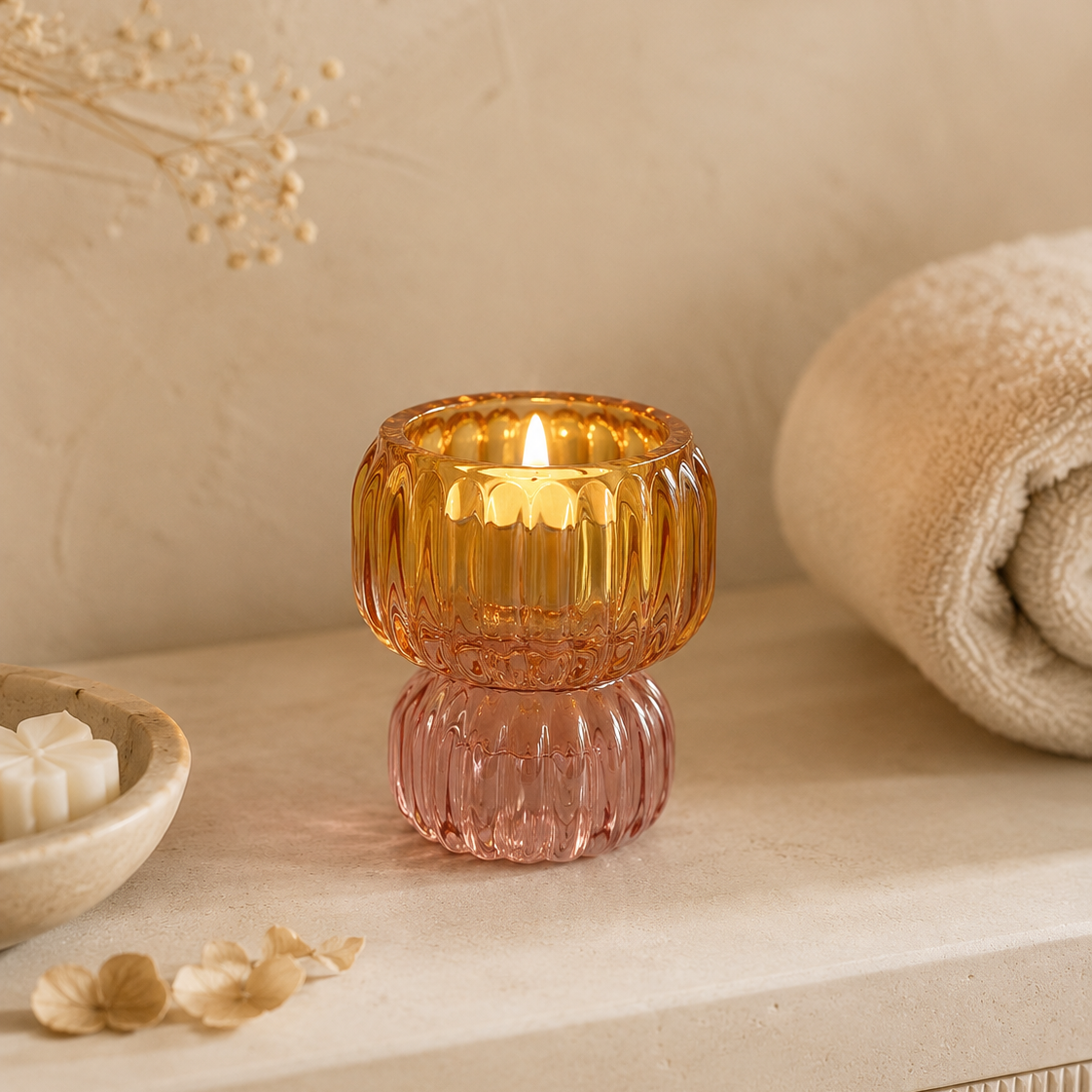 Portavelas Reversible de Cristal