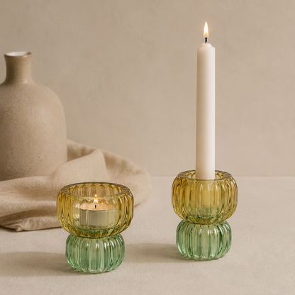 Portavelas Reversible de Cristal