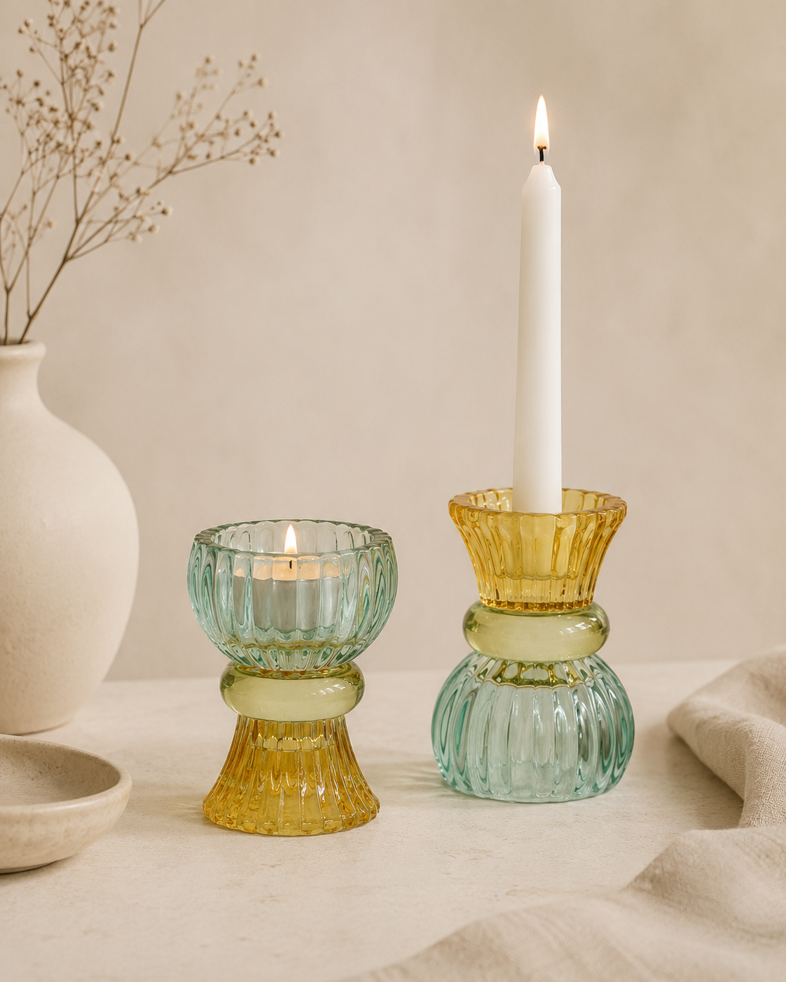 Portavelas Reversible de Cristal