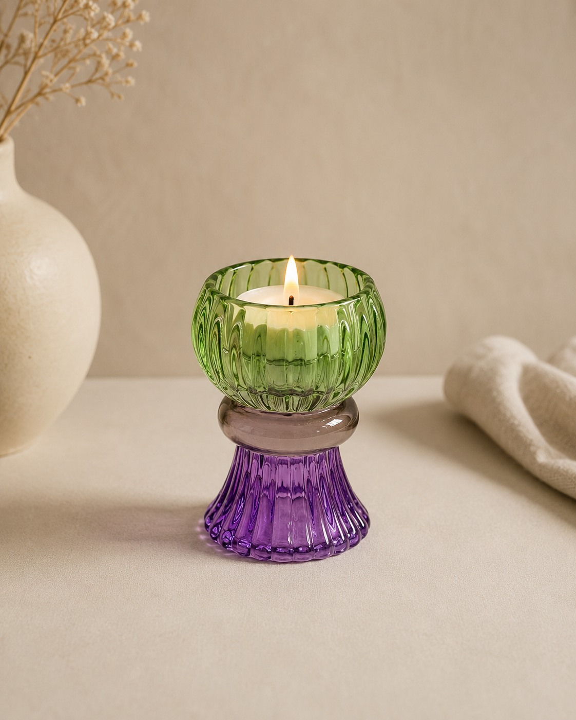 Portavelas Reversible de Cristal