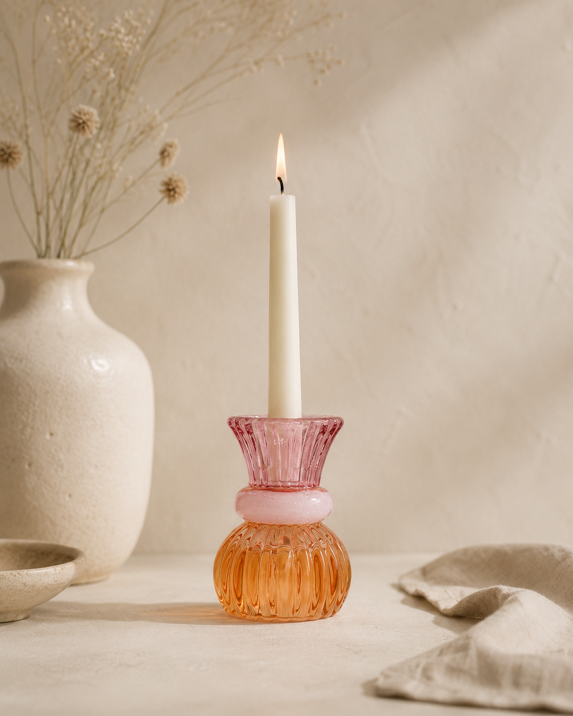 Portavelas Reversible de Cristal