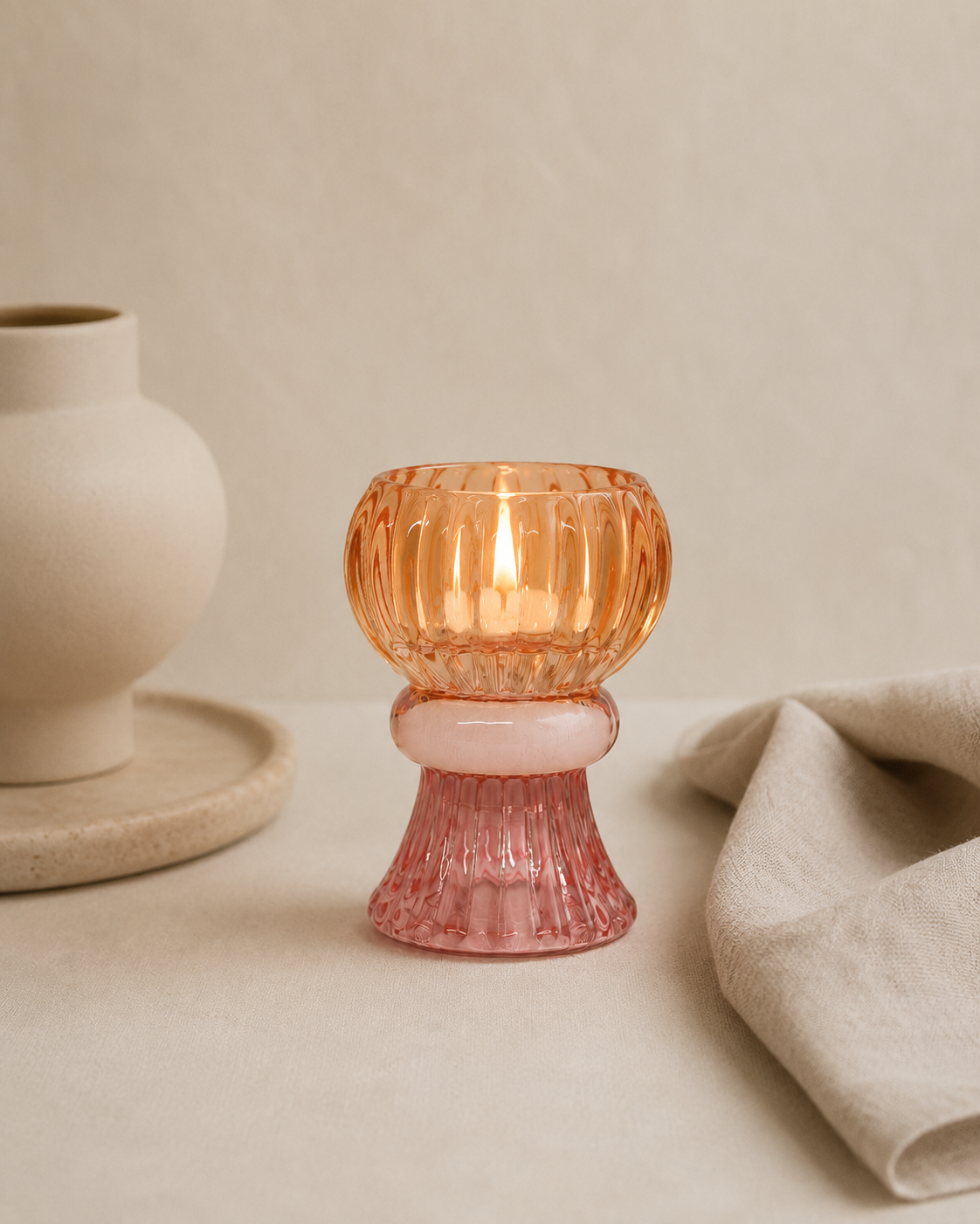 Portavelas Reversible de Cristal
