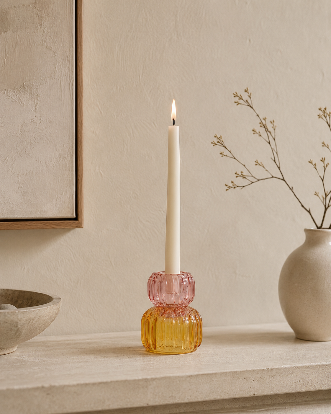 Portavelas Reversible de Cristal