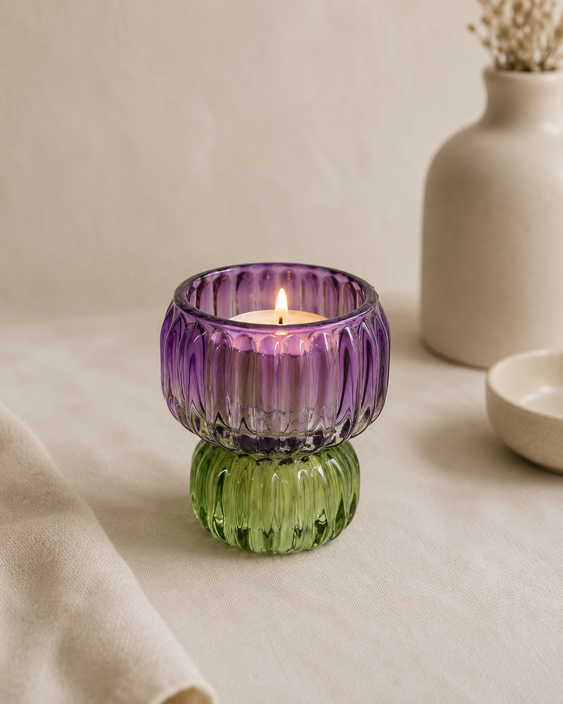 Portavelas Reversible de Cristal