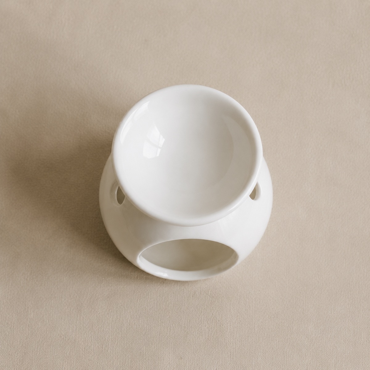 Vista superior de quemador blanco para wax melts