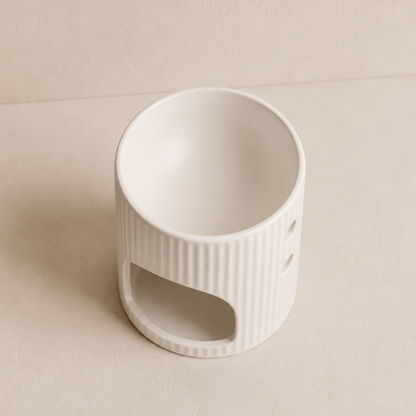 Quemador de wax melts blanco visto desde arriba