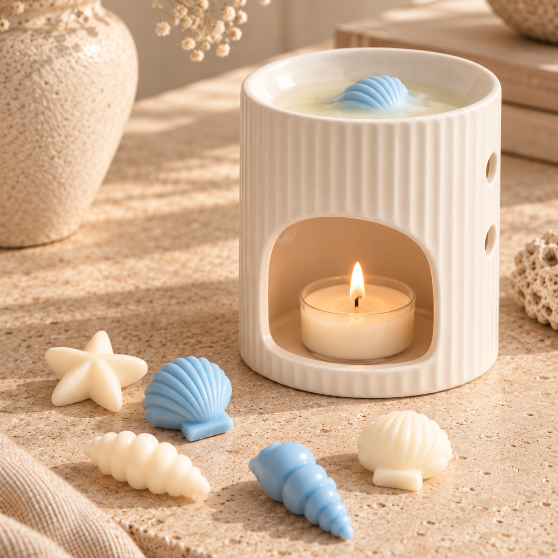 Wax melts Brisa Marina junto a quemador aromático