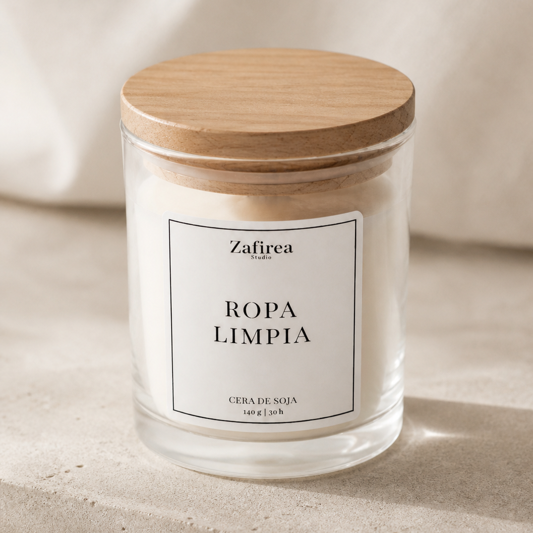 Vela aromática con tapa de madera 140 g