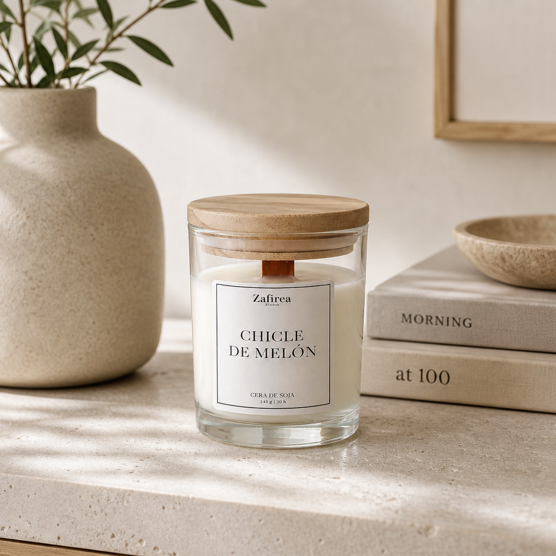 Vela aromática con tapa de madera 140 g