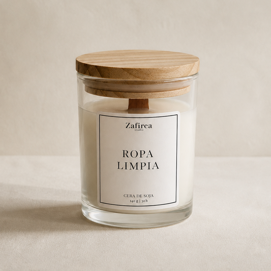Vela aromática de soja con tapa de madera de 140 g