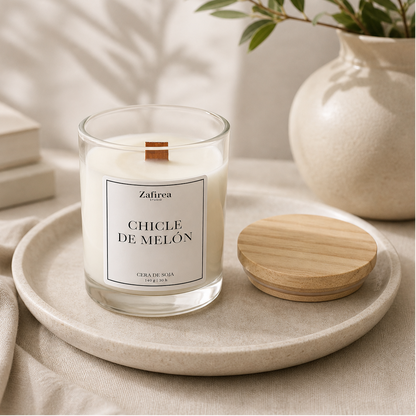 Vela aromática con tapa de madera 140 g