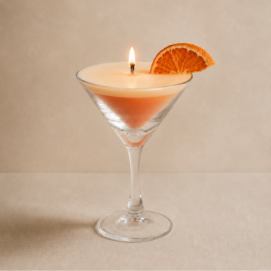 Vela aromática de soja en copa cóctel con naranja deshidratada de 100 g