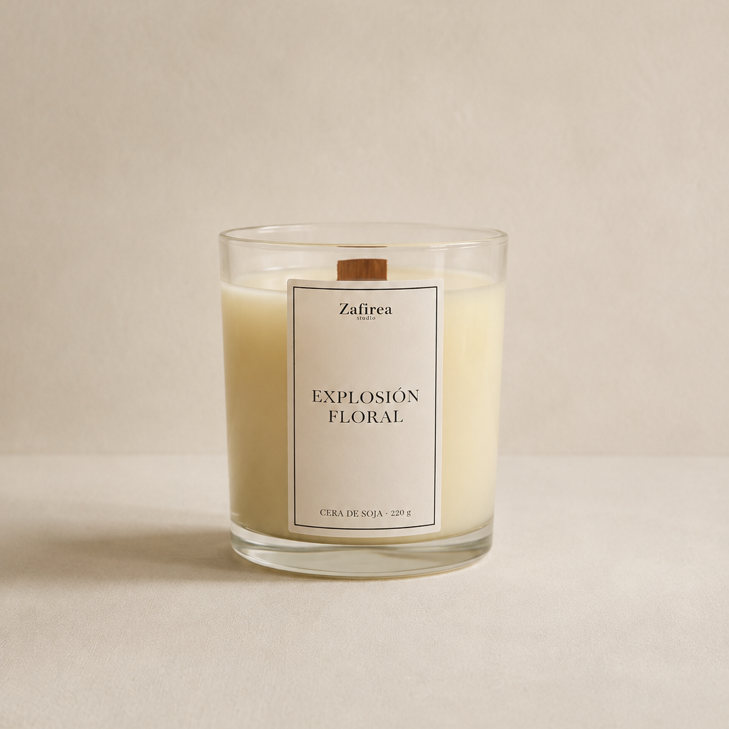 Vela aromática de soja 220 g en vaso de cristal